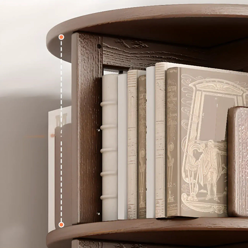 Medium Rotatable Nut-brown Wooden Vertical Bookcase