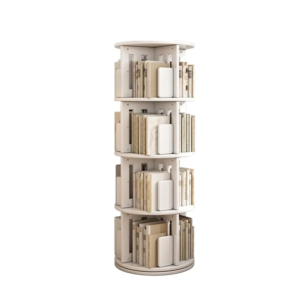 Medium Rotatable Nut-brown Wooden Vertical Bookcase