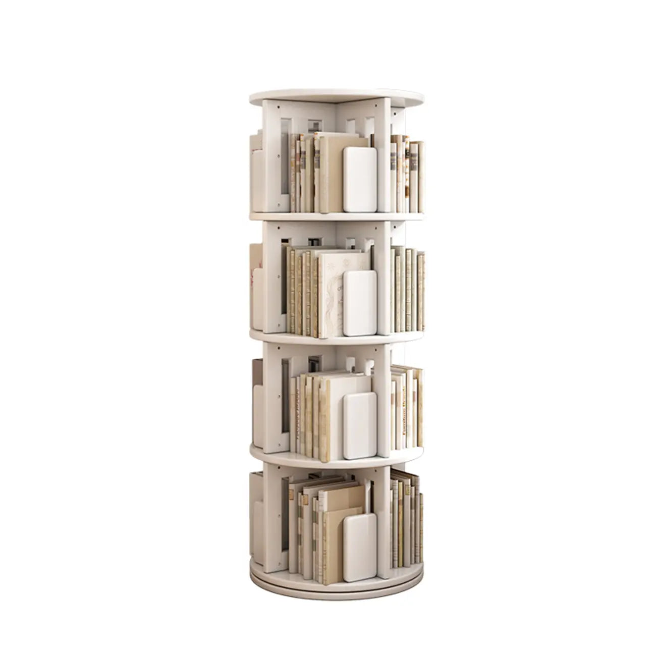 Medium Rotatable Nut-brown Wooden Vertical Bookcase