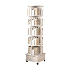 Medium Rotatable Nut-brown Wooden Vertical Bookcase