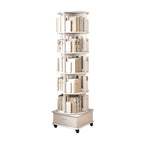Medium Rotatable Nut-brown Wooden Vertical Bookcase