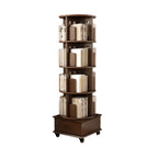 Medium Rotatable Nut-brown Wooden Vertical Bookcase