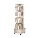 Medium Rotatable Nut-brown Wooden Vertical Bookcase