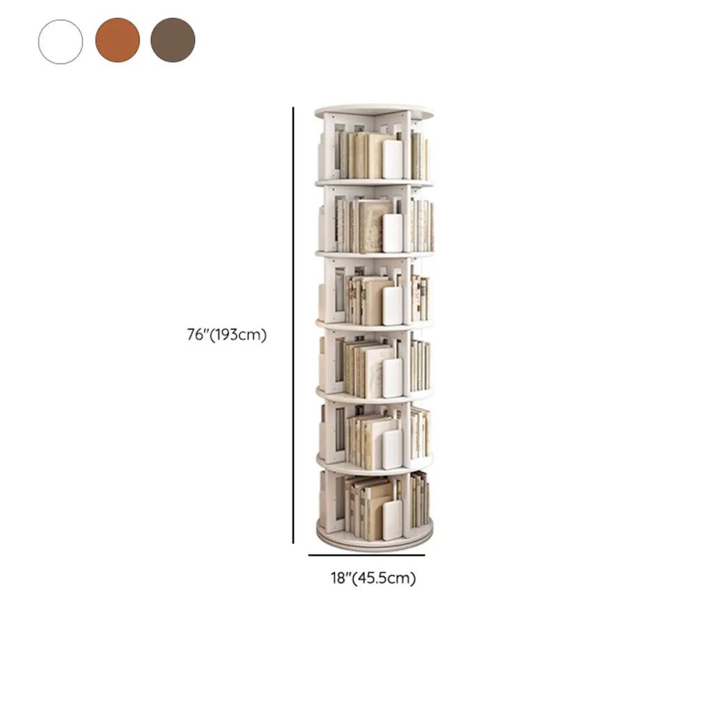 Medium Rotatable Nut-brown Wooden Vertical Bookcase