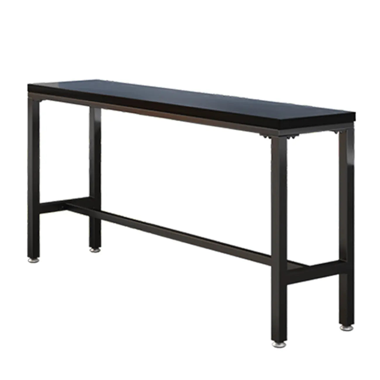 Modern Black Pine Wood Metal Bar Tables with Footrest