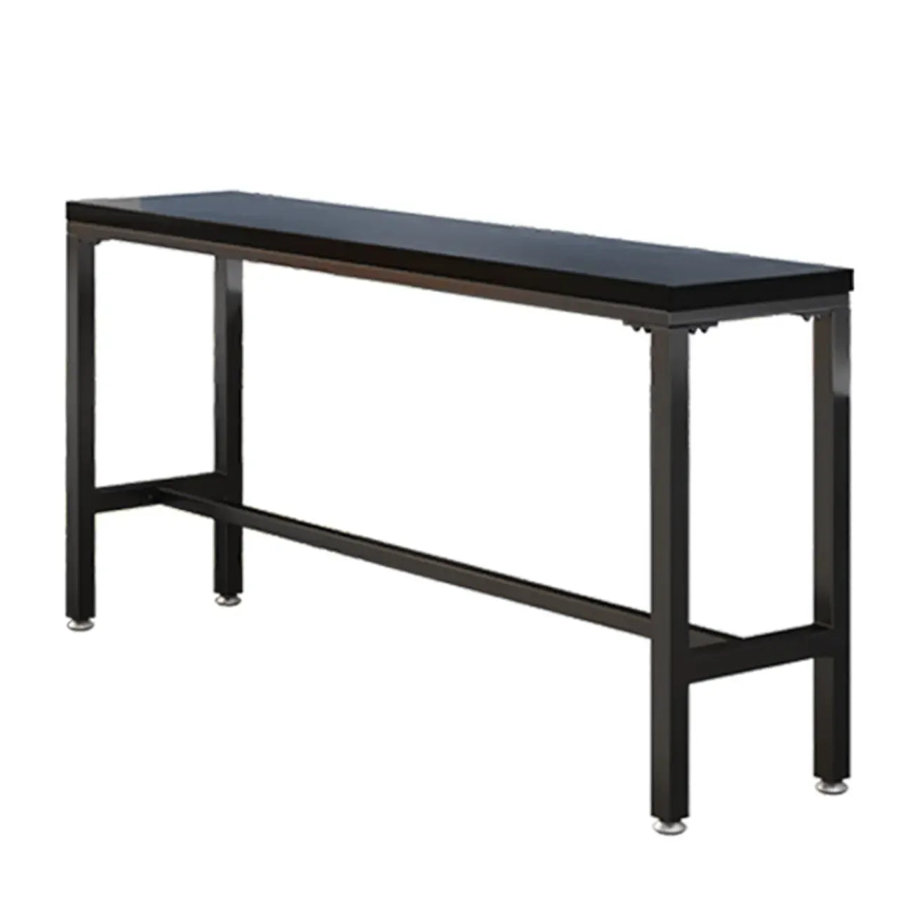 Modern Black Pine Wood Metal Bar Tables with Footrest