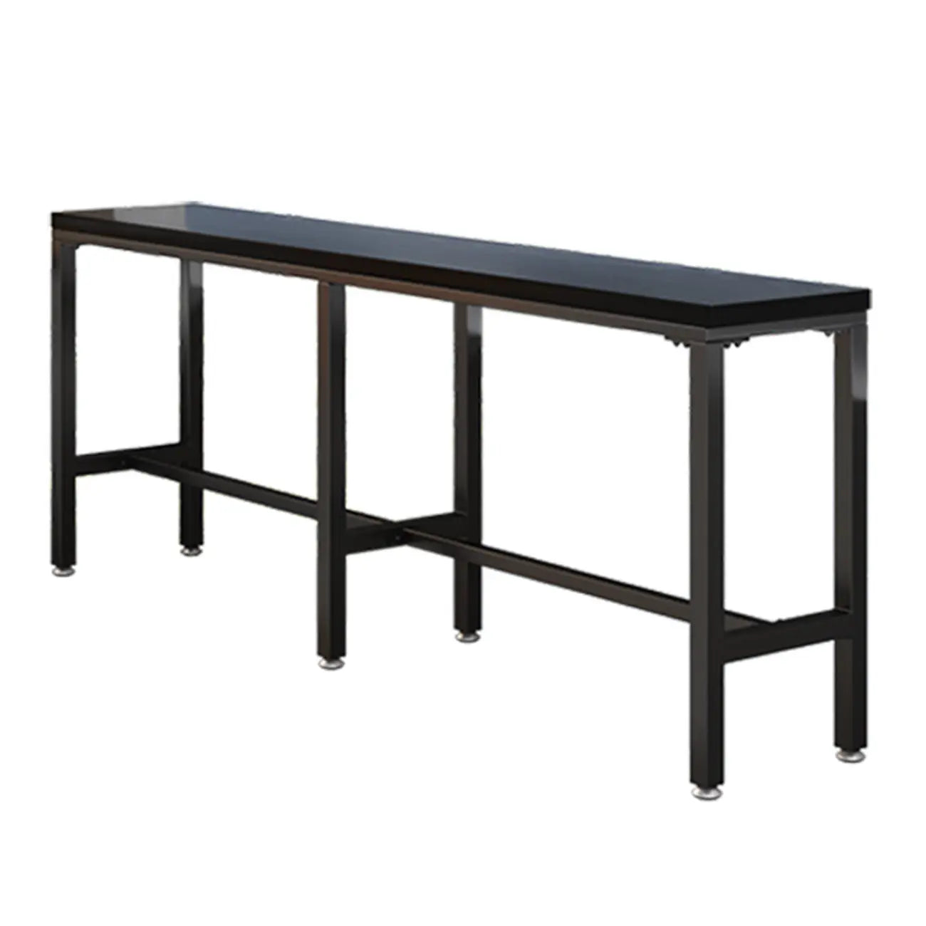 Modern Black Pine Wood Metal Bar Tables with Footrest