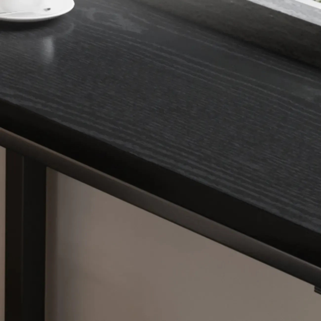 Modern Black Pine Wood Metal Bar Tables with Footrest