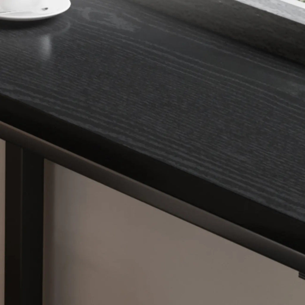 Modern Black Pine Wood Metal Bar Tables with Footrest