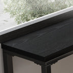 Modern Black Pine Wood Metal Bar Tables with Footrest