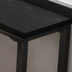 Modern Black Pine Wood Metal Bar Tables with Footrest
