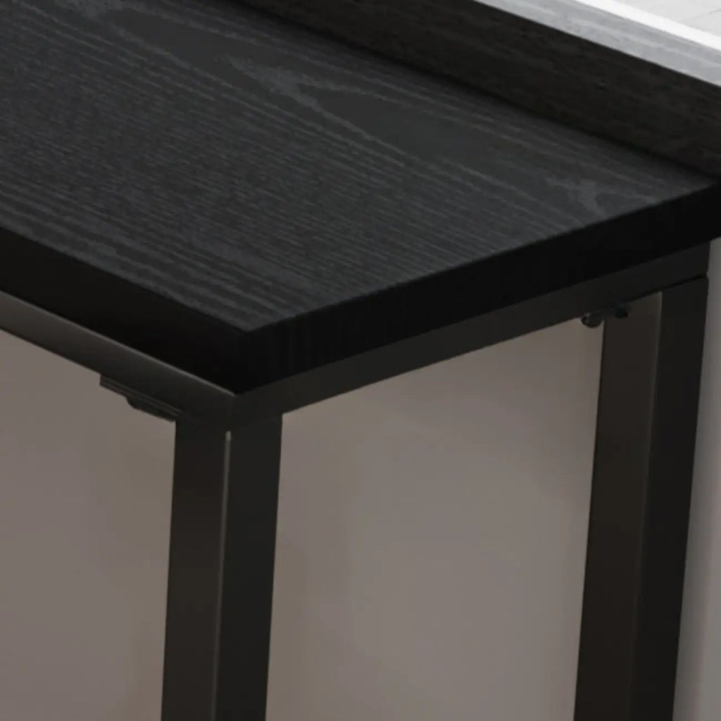 Modern Black Pine Wood Metal Bar Tables with Footrest