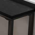 Modern Black Pine Wood Metal Bar Tables with Footrest