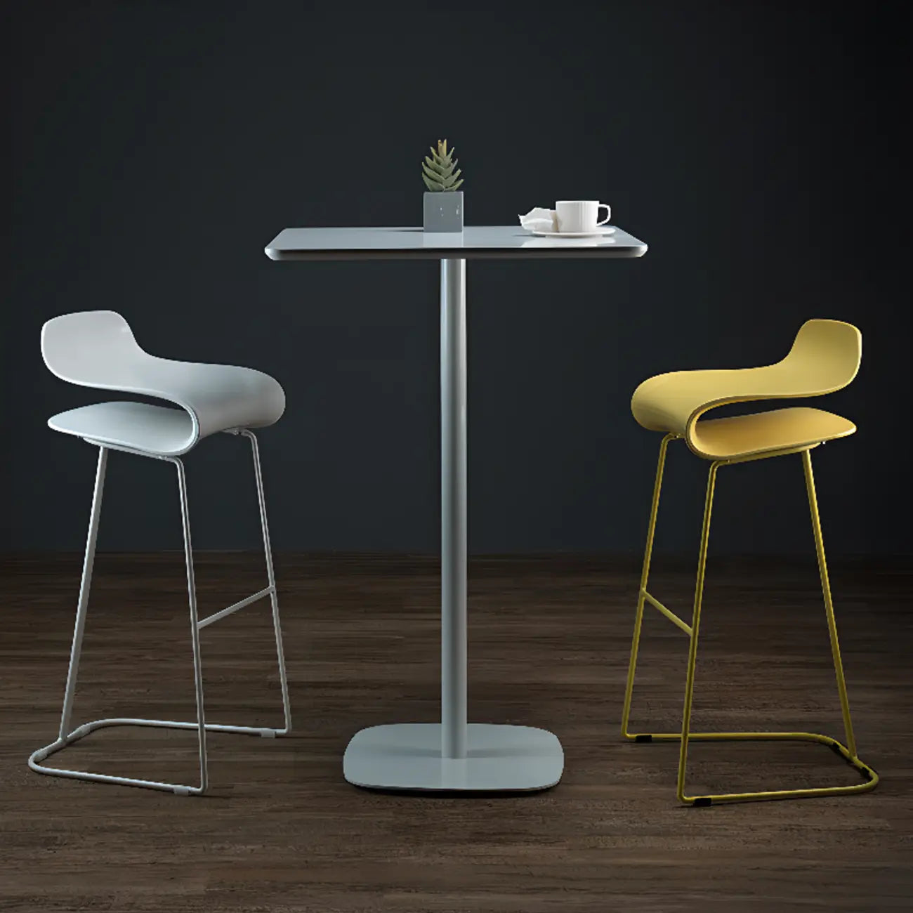 Modern Square Bar Table with Leg Support for Kitchens