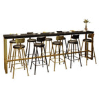 Luxurious Midnight Black Wood Gold Metal Leg Rest Bar Tables