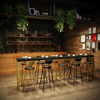 Luxurious Midnight Black Wood Gold Metal Leg Rest Bar Tables