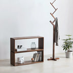 Horizontal Short Brown Wood Open Back Bookcase