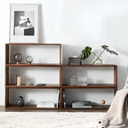 Horizontal Short Brown Wood Open Back Bookcase