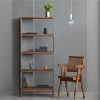Horizontal Short Brown Wood Open Back Bookcase