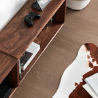 Horizontal Short Brown Wood Open Back Bookcase