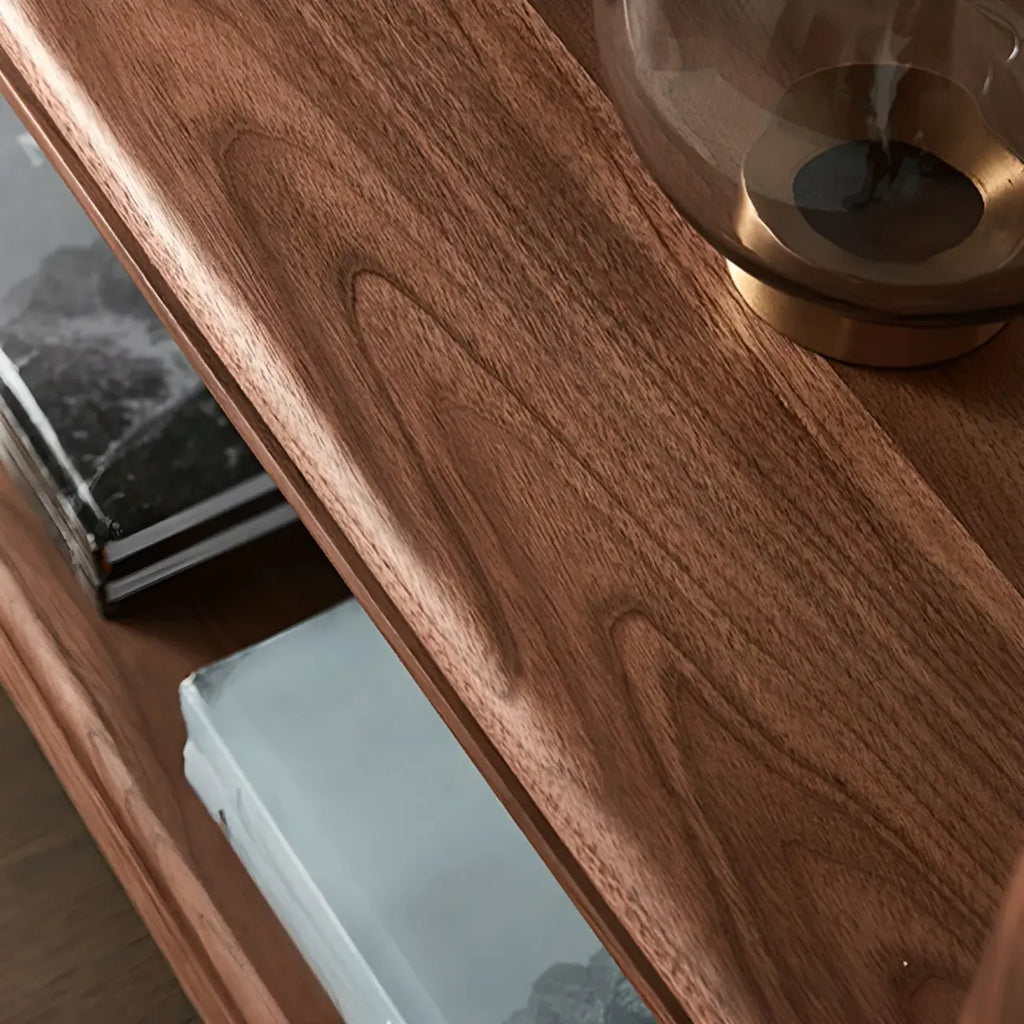 Horizontal Short Brown Wood Open Back Bookcase