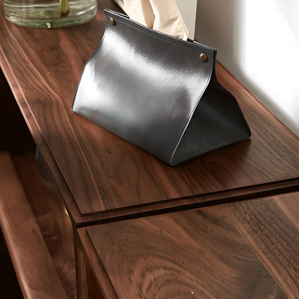 Horizontal Short Brown Wood Open Back Bookcase