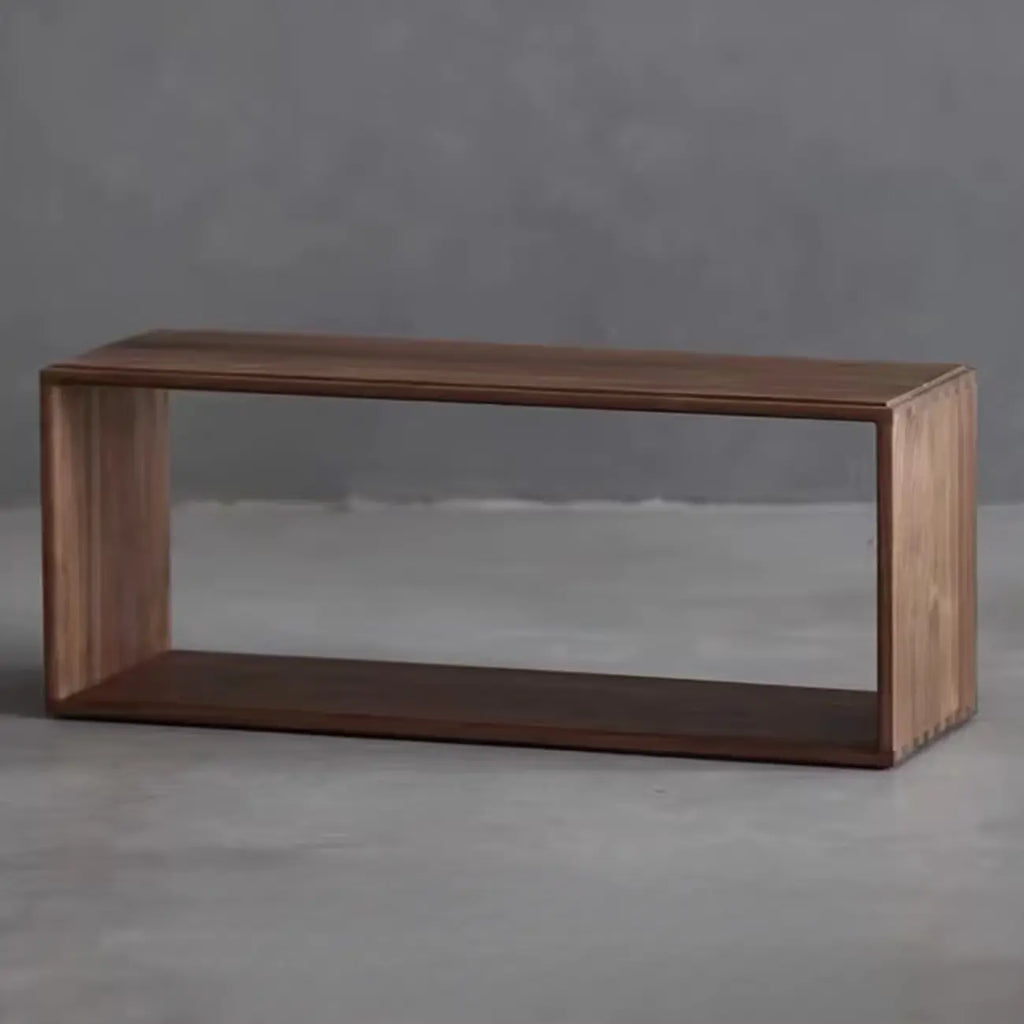 Horizontal Short Brown Wood Open Back Bookcase