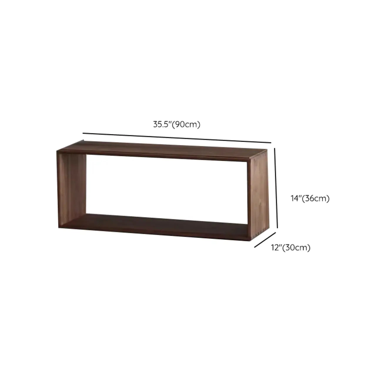 Horizontal Short Brown Wood Open Back Bookcase