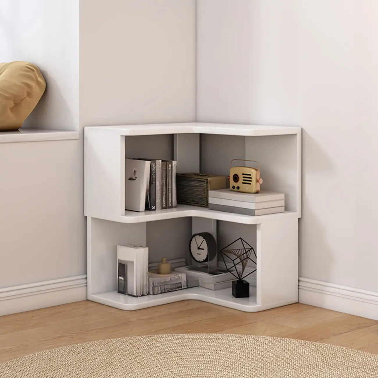 Living Room Open Back Deep Corner Wood Bookcase