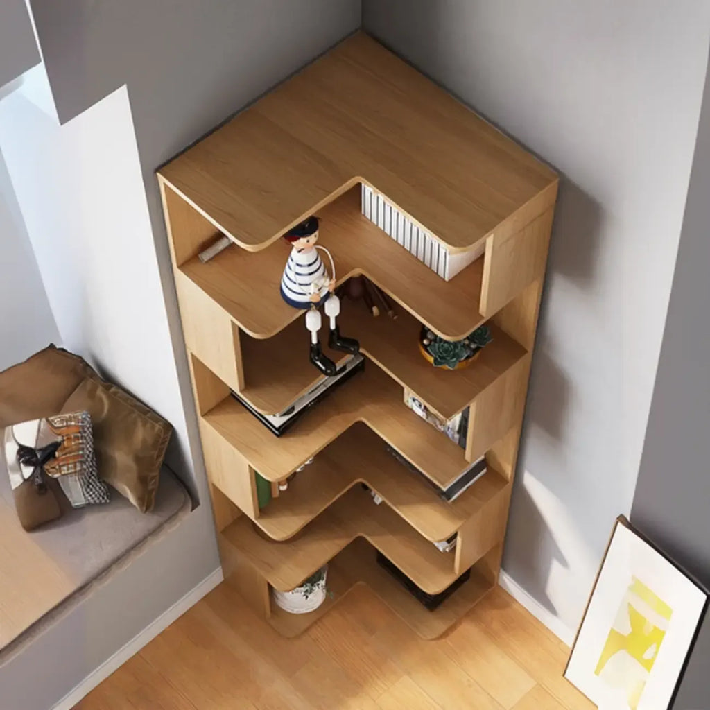 Living Room Open Back Deep Corner Wood Bookcase