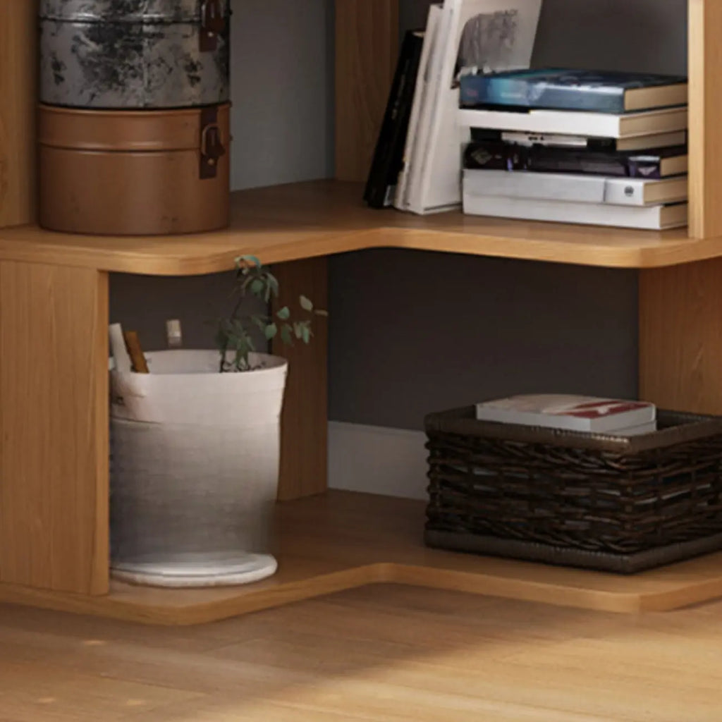 Living Room Open Back Deep Corner Wood Bookcase