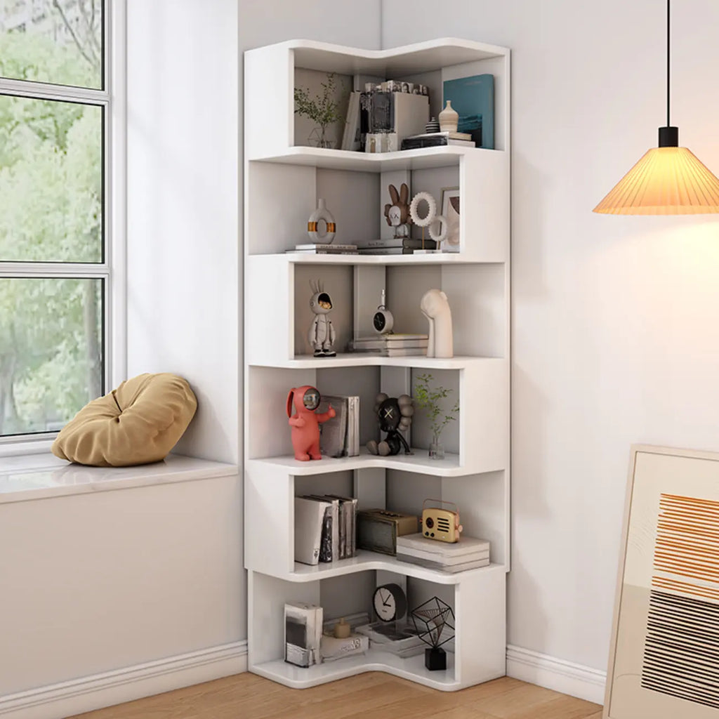 Living Room Open Back Deep Corner Wood Bookcase