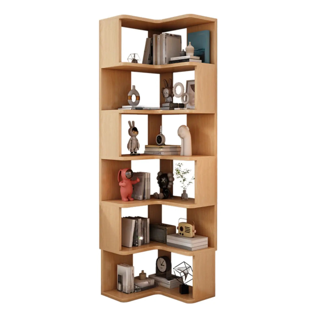 Living Room Open Back Deep Corner Wood Bookcase