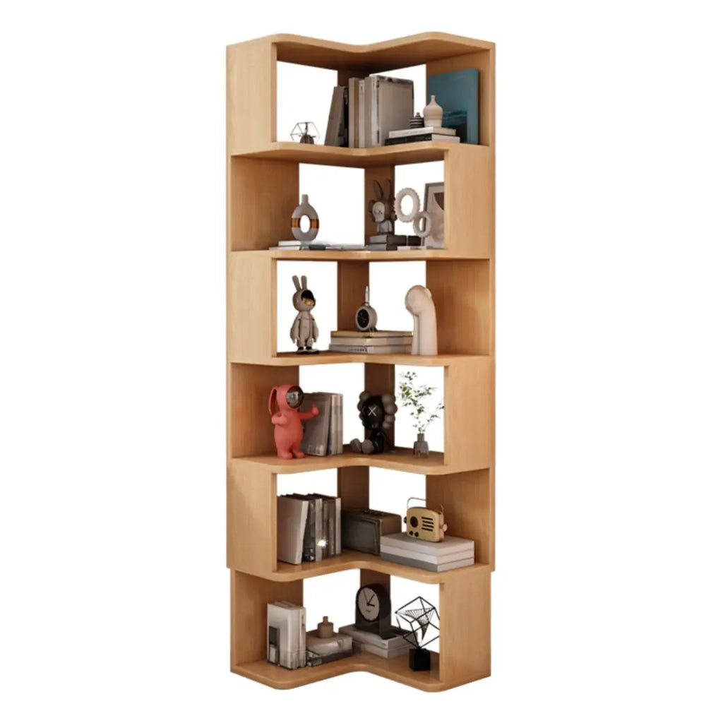 Living Room Open Back Deep Corner Wood Bookcase