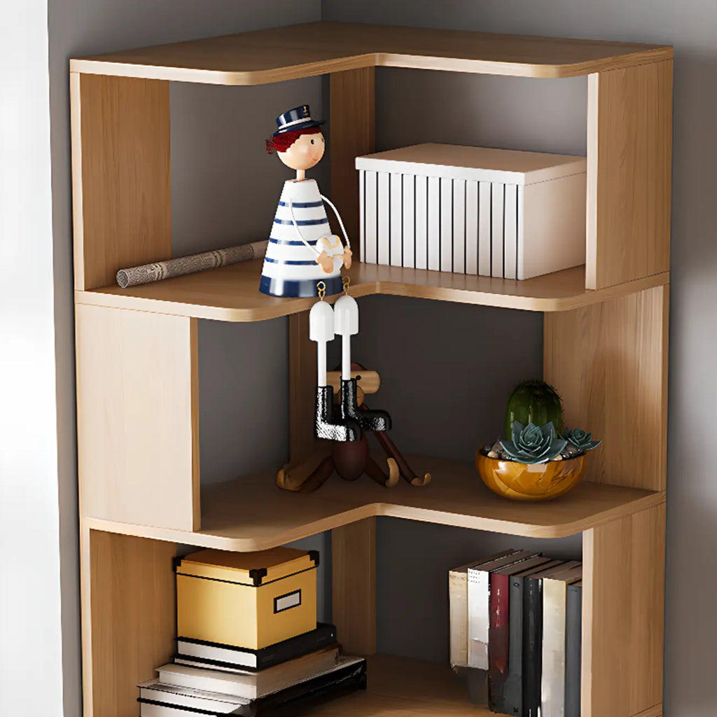 Living Room Open Back Deep Corner Wood Bookcase