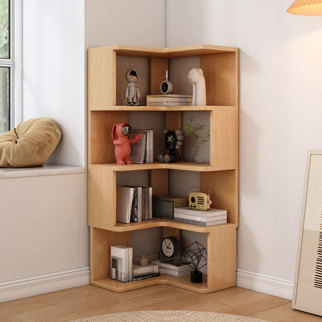 Living Room Open Back Deep Corner Wood Bookcase