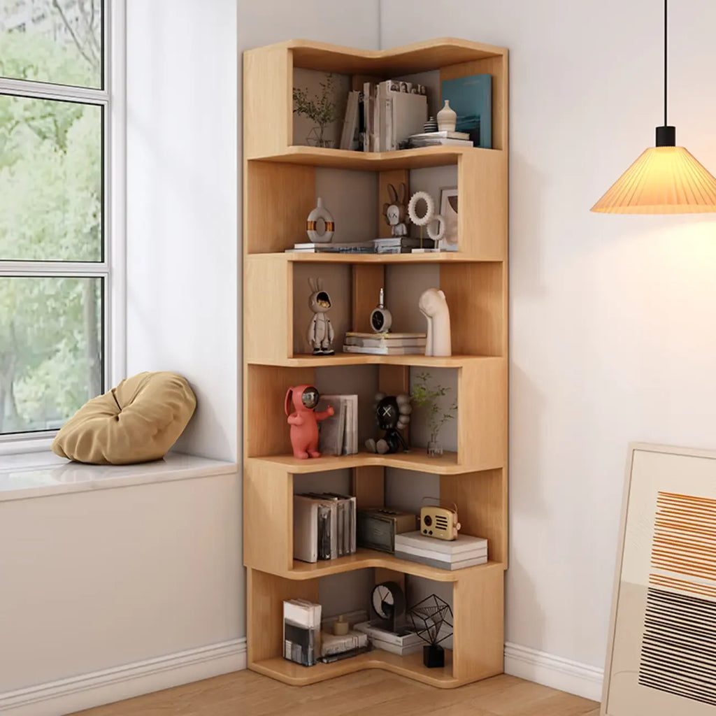 Living Room Open Back Deep Corner Wood Bookcase