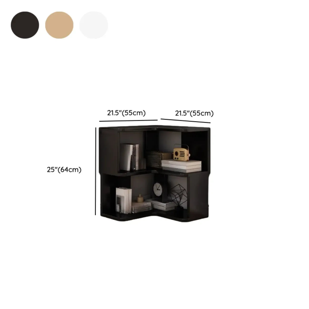 Living Room Open Back Deep Corner Wood Bookcase