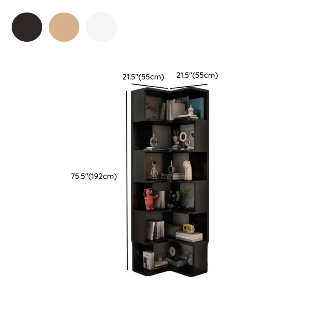 Living Room Open Back Deep Corner Wood Bookcase