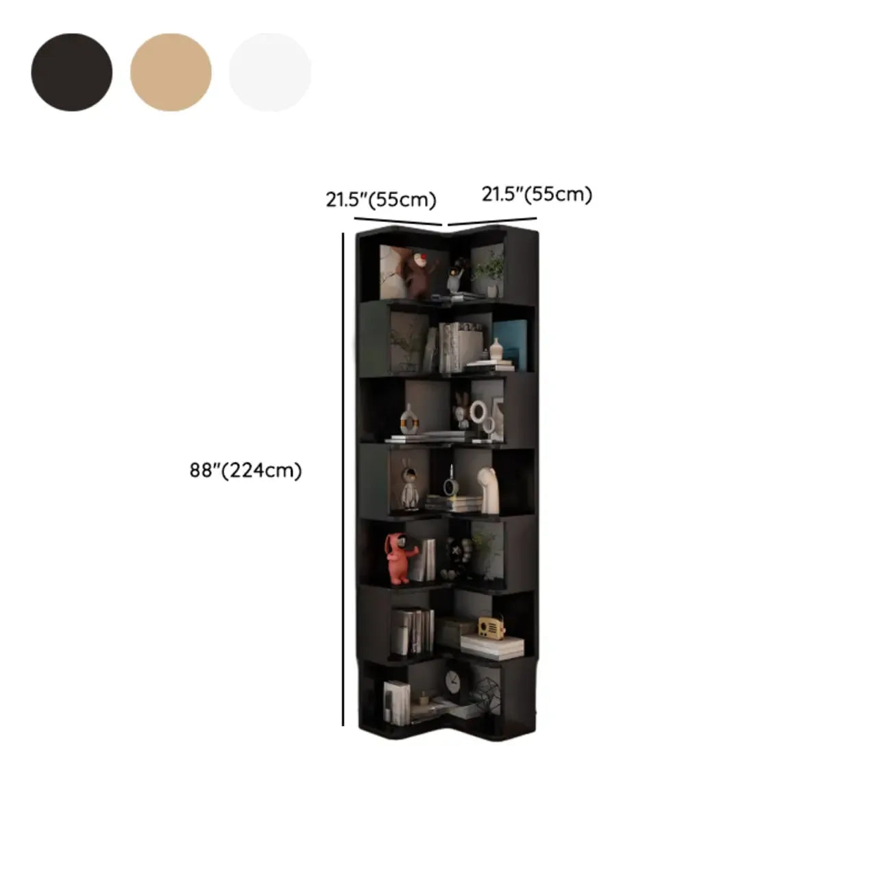 Living Room Open Back Deep Corner Wood Bookcase