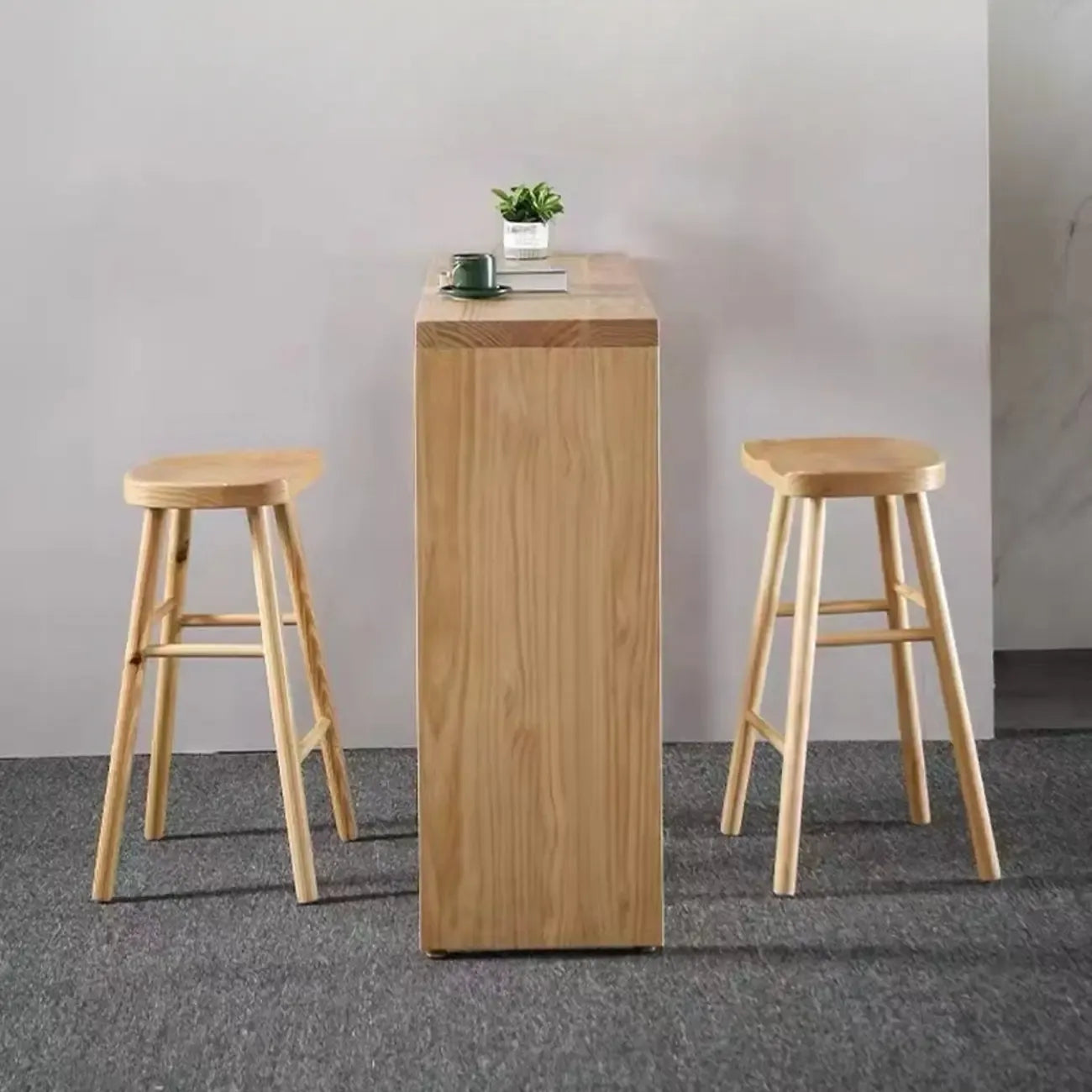 Minimalist Natural Pine Rectangular Bar Tables