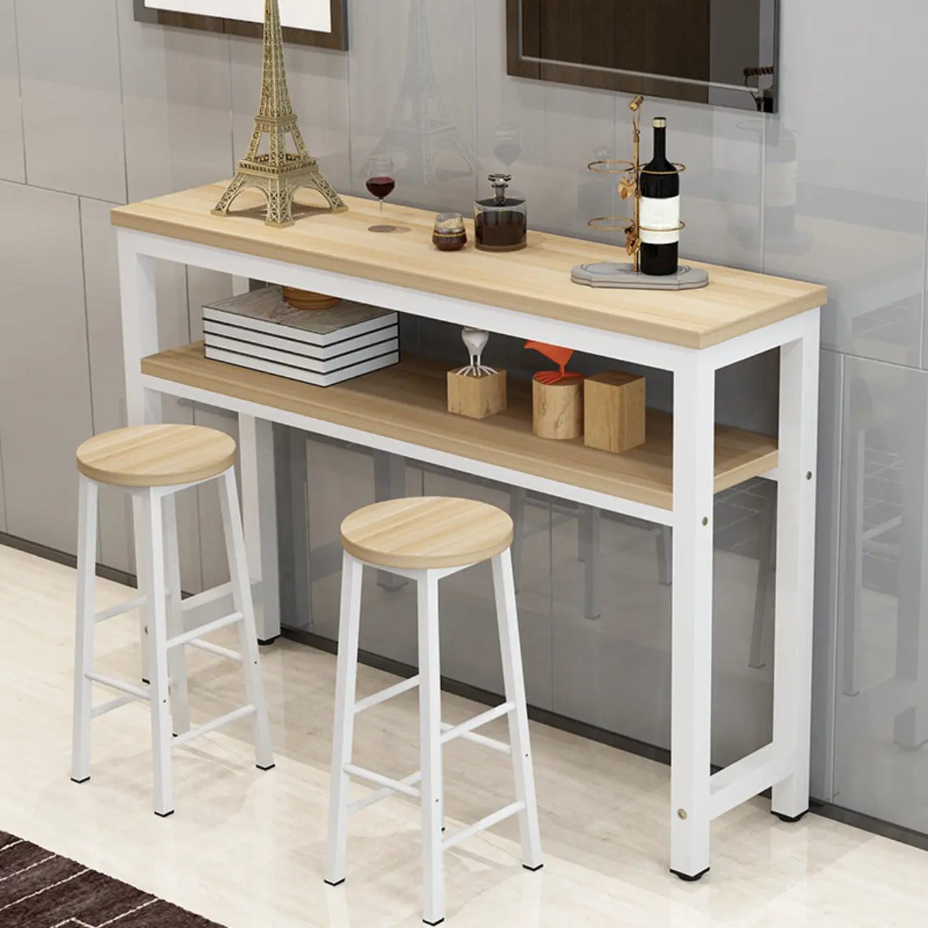 Modern Reddish Engineered Wood Bar Tables