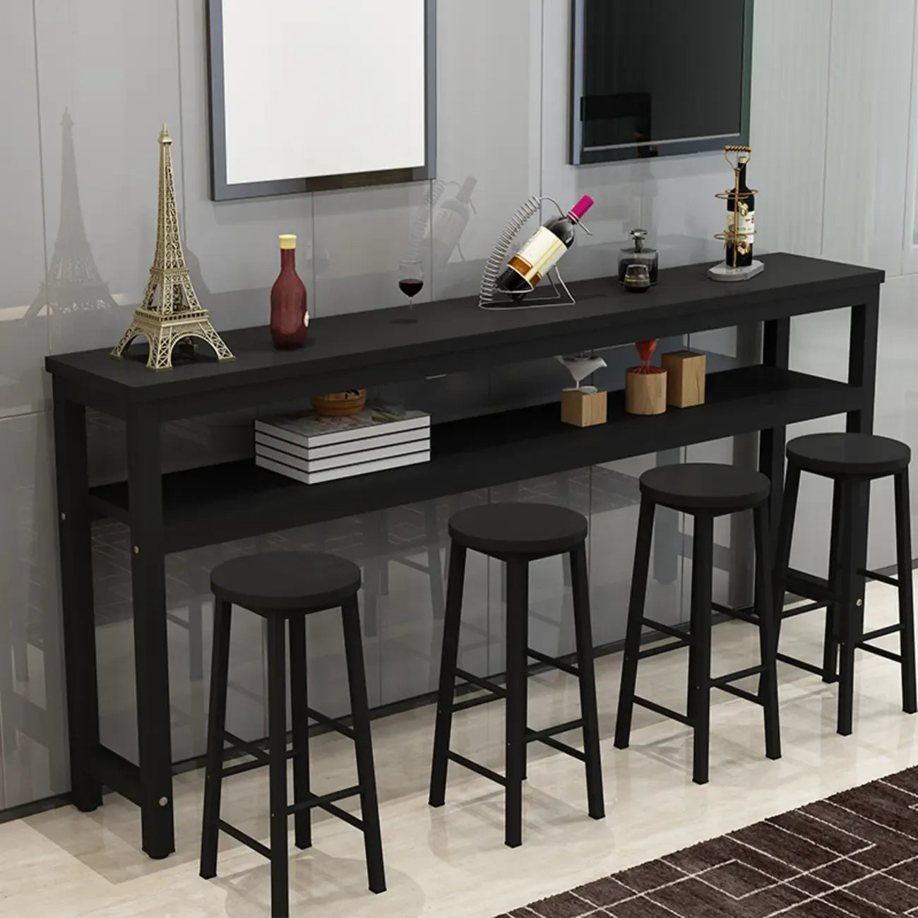 Modern Reddish Engineered Wood Bar Tables