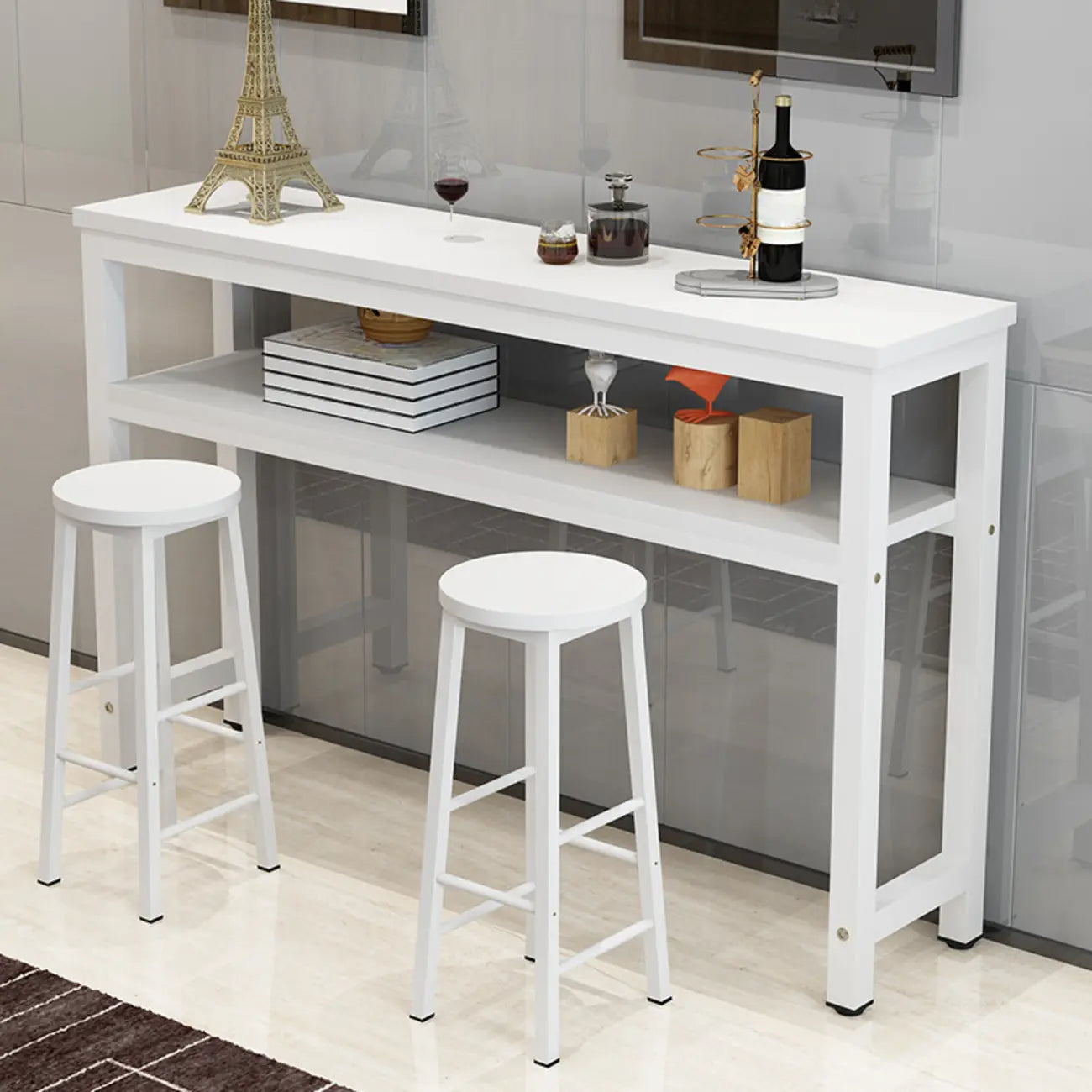 Modern Reddish Engineered Wood Bar Tables