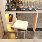 Coal Slate White Metal Bistro Table with Storage