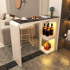 Coal Slate White Metal Bistro Table with Storage