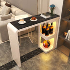 Coal Slate White Metal Bistro Table with Storage