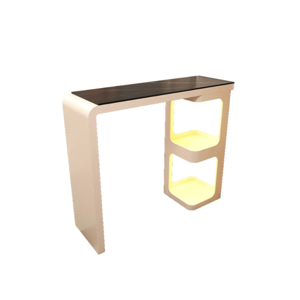 Coal Slate White Metal Bistro Table with Storage