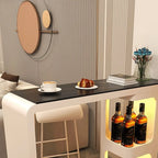 Coal Slate White Metal Bistro Table with Storage