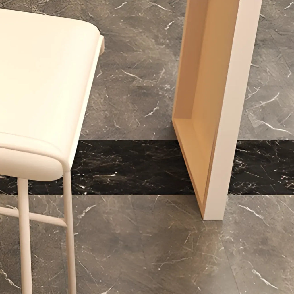 Coal Slate White Metal Bistro Table with Storage